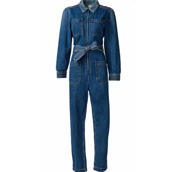 La Vie Rebecca Taylor Pants - Anthropologie La Vie Rebecca Taylor Midweight Denim Jumpsuit Marine Blue Sz S